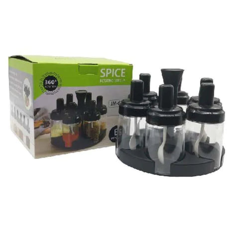 6 Pcs Condiment Spice Jars Revolving Base 6 Pcs Condiment Spice Jars Revolving Base