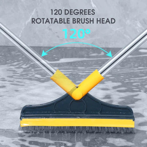 2 In 1 Floor Scrub Brush with Window Squeegee 120 Degrees Rotatable Long Handle 2 In 1 Floor Scrub Brush with Window Squeegee 120 Degrees Rotatable Long Handle