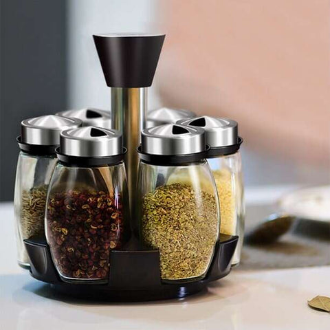 6Pcs Seasoning Spice Jar Rack 360 Rotating 6Pcs Seasoning Spice Jar Rack 360 Rotating