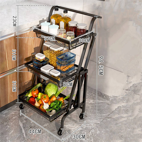 3-Tier Kitchen Fruits And Vegetables Folding Storage Rack