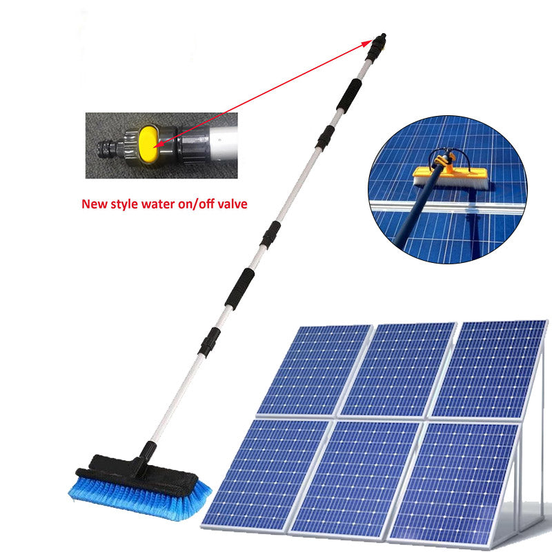 Telescopic Solar Panel Cleaning Brush with Water Switch