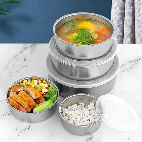 5 Pcs Food Storage Stainless Steel Bowls