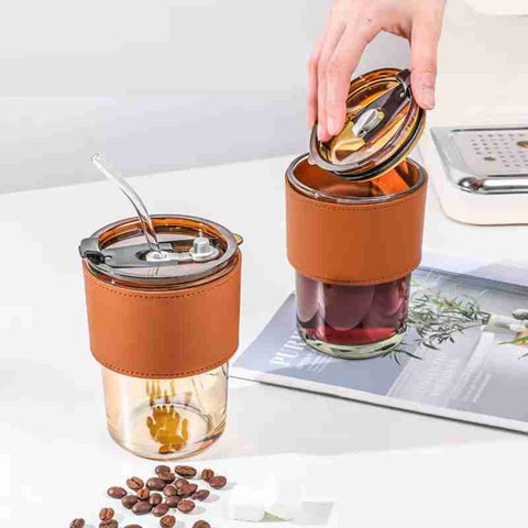 Stylish and Reusable Coffee Mug (450ml) Glass Tumbler