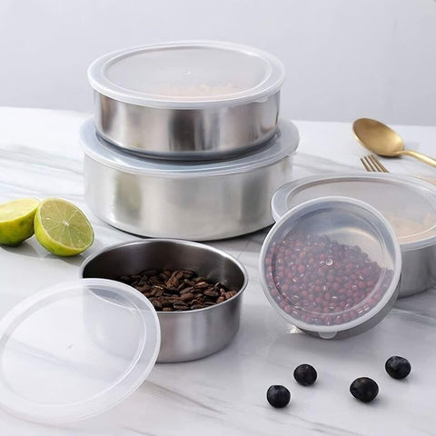 5 Pcs Food Storage Stainless Steel Bowls