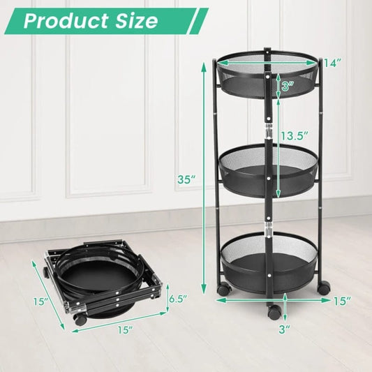 3 Tier Foldable Iron Storage Rack