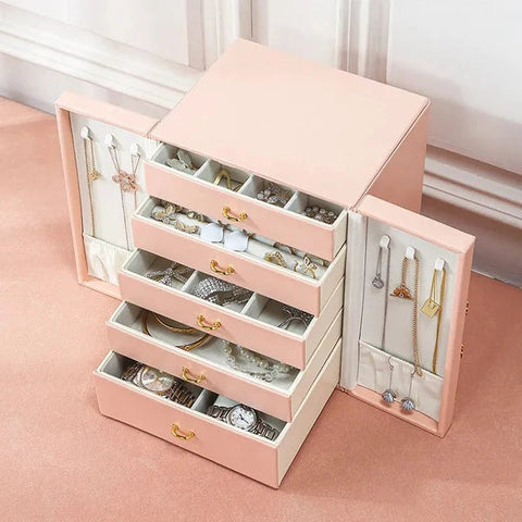 Multilayer Leather Drawer Jewellery Organizer