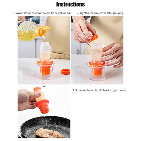 Extruded Silicone BBQ Oil Brush with Acrylic Bottle