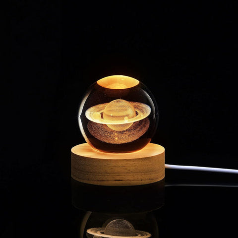 Crystal Ball with Wooden Base Light