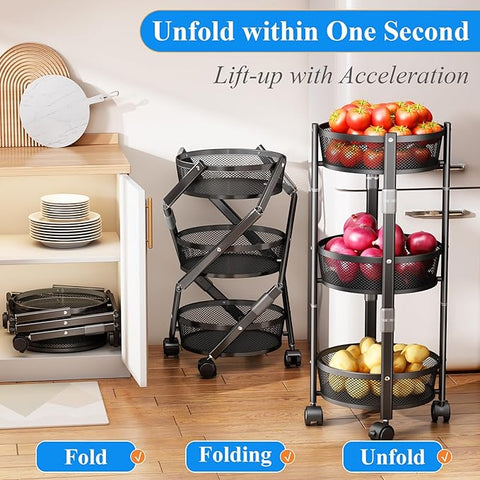 3 Tier Foldable Iron Storage Rack