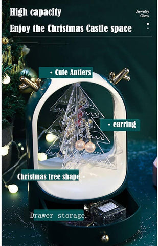 360° rotating Jewellery storage box Christmas tree shape storage box