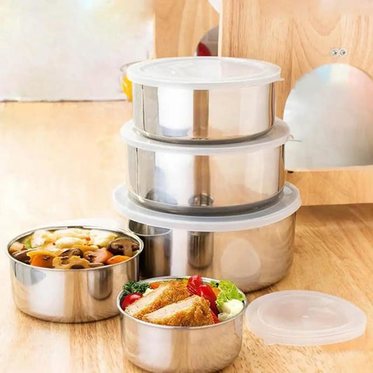 5 Pcs Food Storage Stainless Steel Bowls