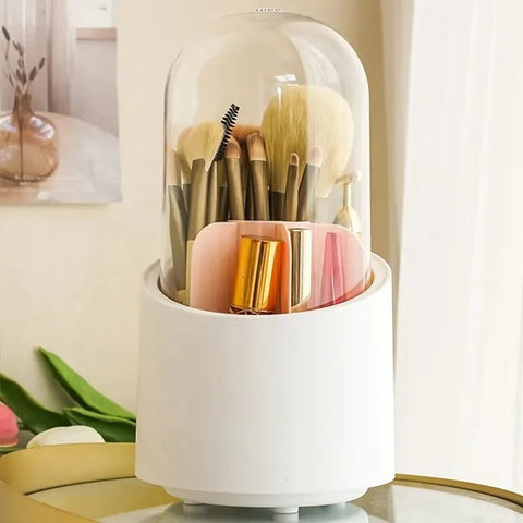 360 Degree Rotating Makeup Brush Holders Dustproof Cosmetic Brushes Storage Case Makeup Organizer with Lid