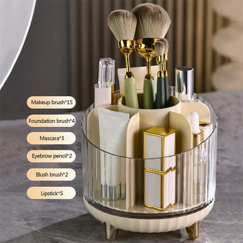 New Portable Makeup Brushes Holder 360° Rotating Desk Makeup Organizer