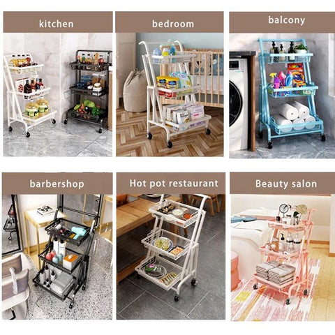 3-Tier Kitchen Fruits And Vegetables Folding Storage Rack