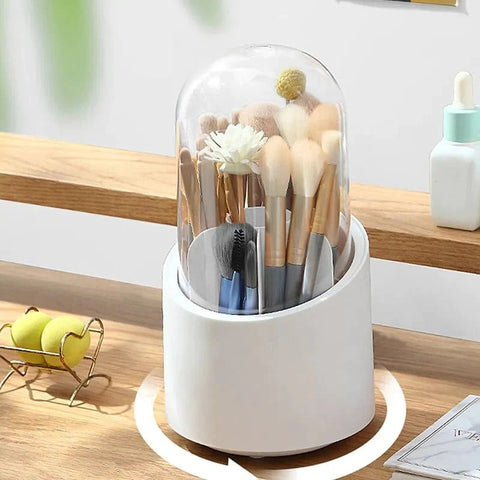 360 Degree Rotating Makeup Brush Holders Dustproof Cosmetic Brushes Storage Case Makeup Organizer with Lid