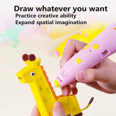 3D Pen Printer Drawing DIY Creative Printing Best for Kids Low Temperature Charging Wireless