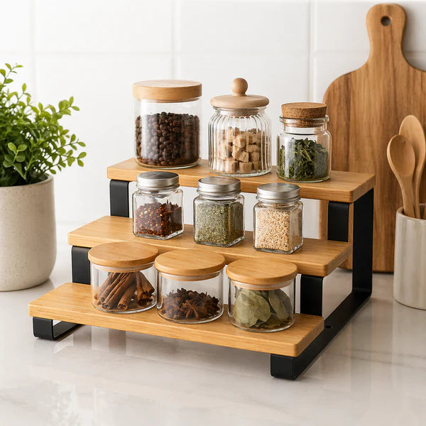 3 Tier Bamboo Organizer Shelf with Metal Base