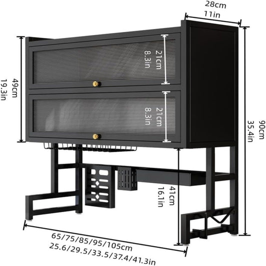 Over Sink Double Layer Dish Rack with Cabinet