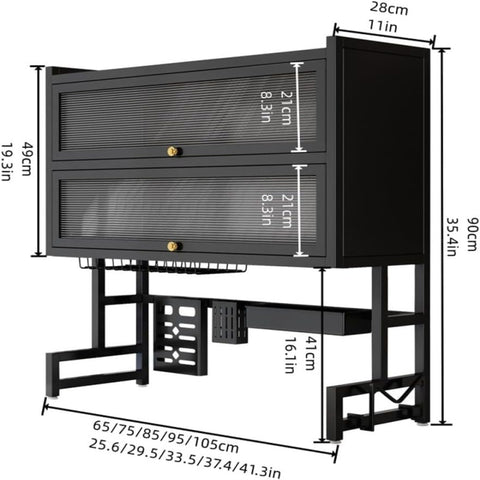 Over Sink Double Layer Dish Rack with Cabinet