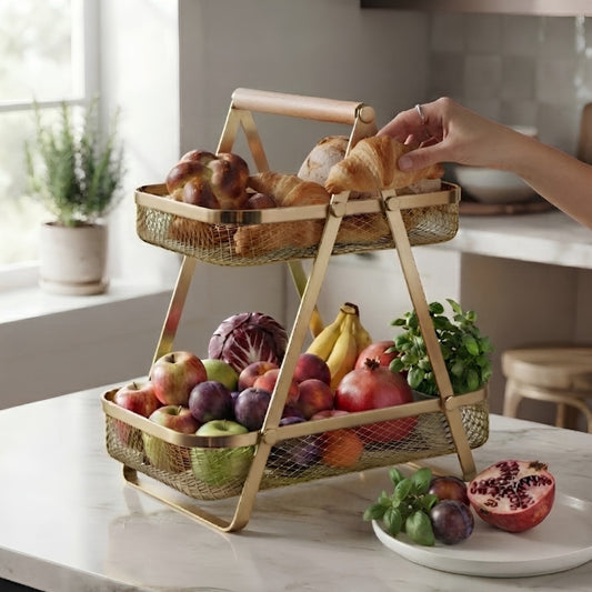 2 Layer Golden Storage Basket
