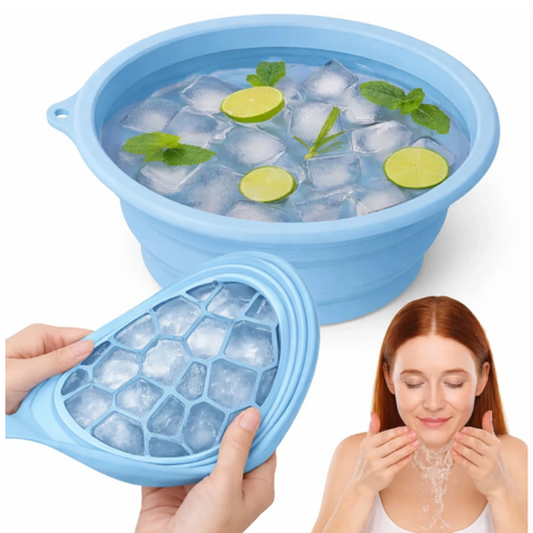 Face Ice Bowl With Built In Ice Tray Collapsible Silicone Beauty Bowl