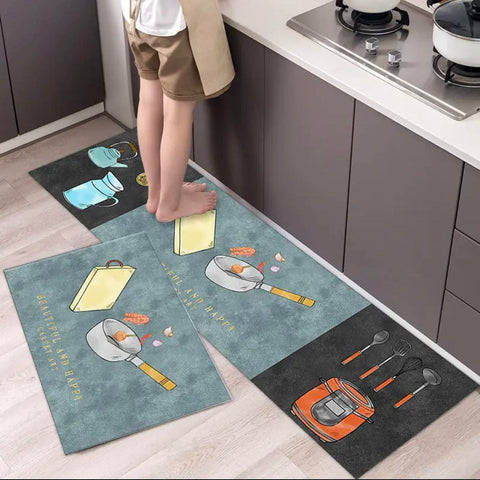 2Pcs Set Kitchen Floor Mat Non Slip