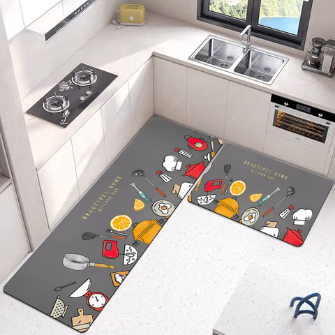 2Pcs Set Kitchen Floor Mat Non Slip