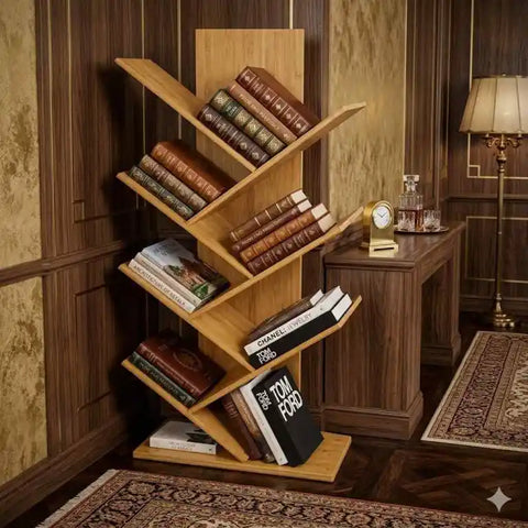 Premium Bamboo Tree Bookshelf – Multi-Tier Space-Saving Display Rack