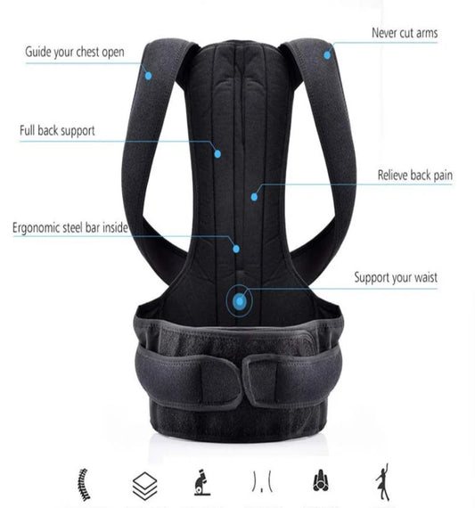 Posture Corrector Back Brace Adjustable Straightener for Neck and Upper Back Pain Relief