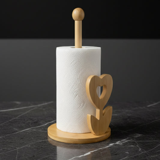 Standing Bamboo Paper Towel Stand