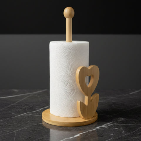 Standing Bamboo Paper Towel Stand