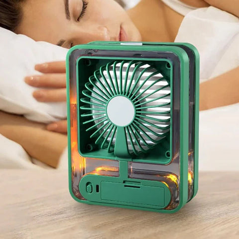 Rechargeable Mini Portable Desk Fan With Mist Spray LED