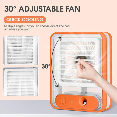 Rechargeable Mini Portable Desk Fan With Mist Spray LED