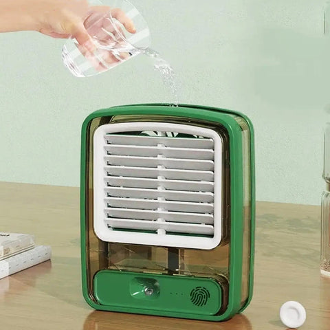 Rechargeable Mini Portable Desk Fan With Mist Spray LED