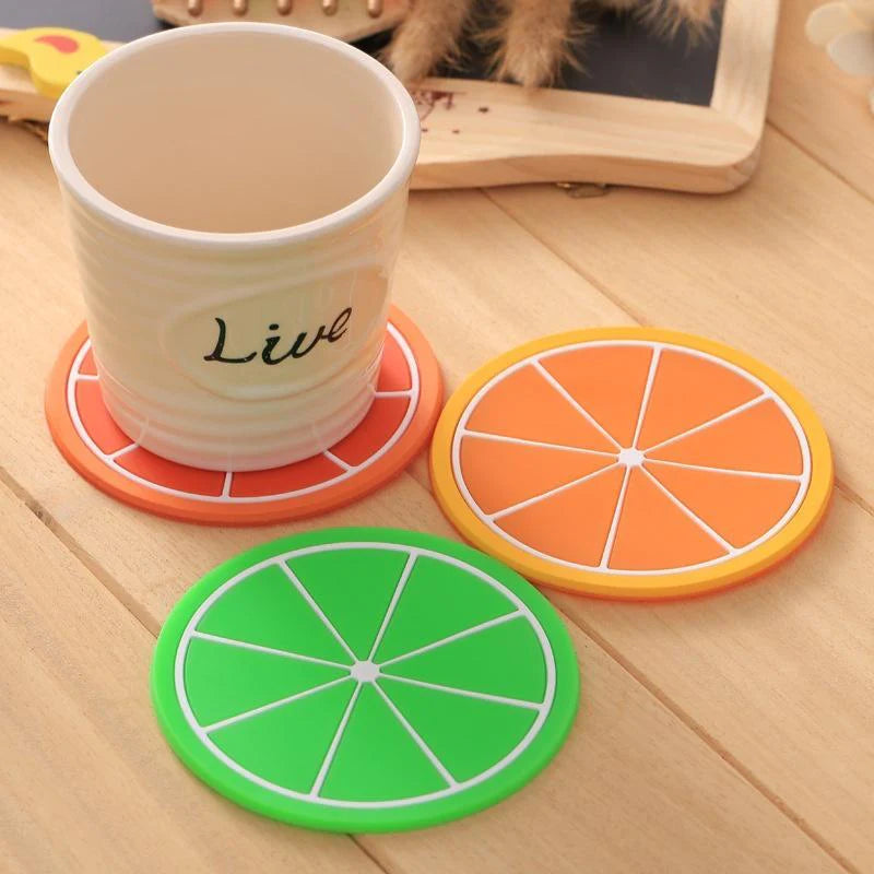 6 pcs Colorful Silicon Fruit Coaster Tea Cup Mat