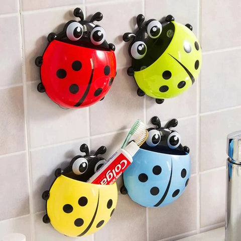 Creative Cute Cartoon Ladybug Mount Toothbrush Toothpaste Holder