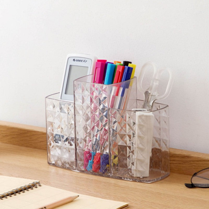 Acrylic 3 Compartment Makeup Accessories Organizer