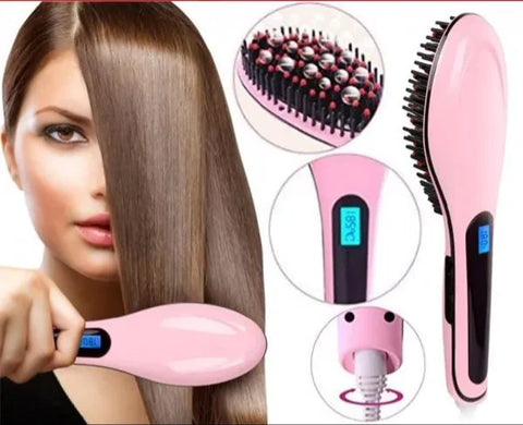 Temperature Display Hair Straightener Brush