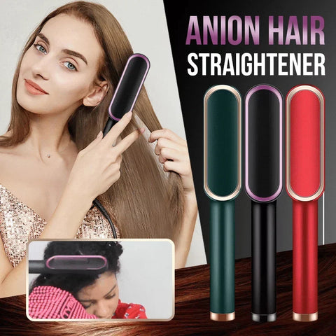 Electric Hair Straightener Brush Heated Comb Straight