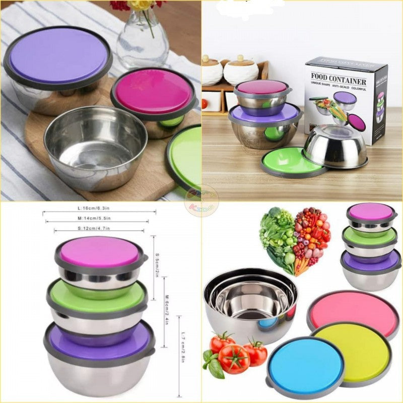 Stainless Steel 3 Pcs Food Storage Box Airtight