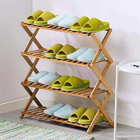 Wooden 4 Layer Shoe Rack Folding