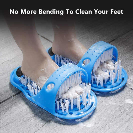 Easy Feet Cleaning Brush Exfoliating Foot Massager Slipper for Unisex Adults, 1 Pc (Blue)