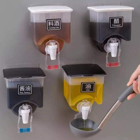 Wall-Mounted Oil Vinegar Dispenser Jar Container