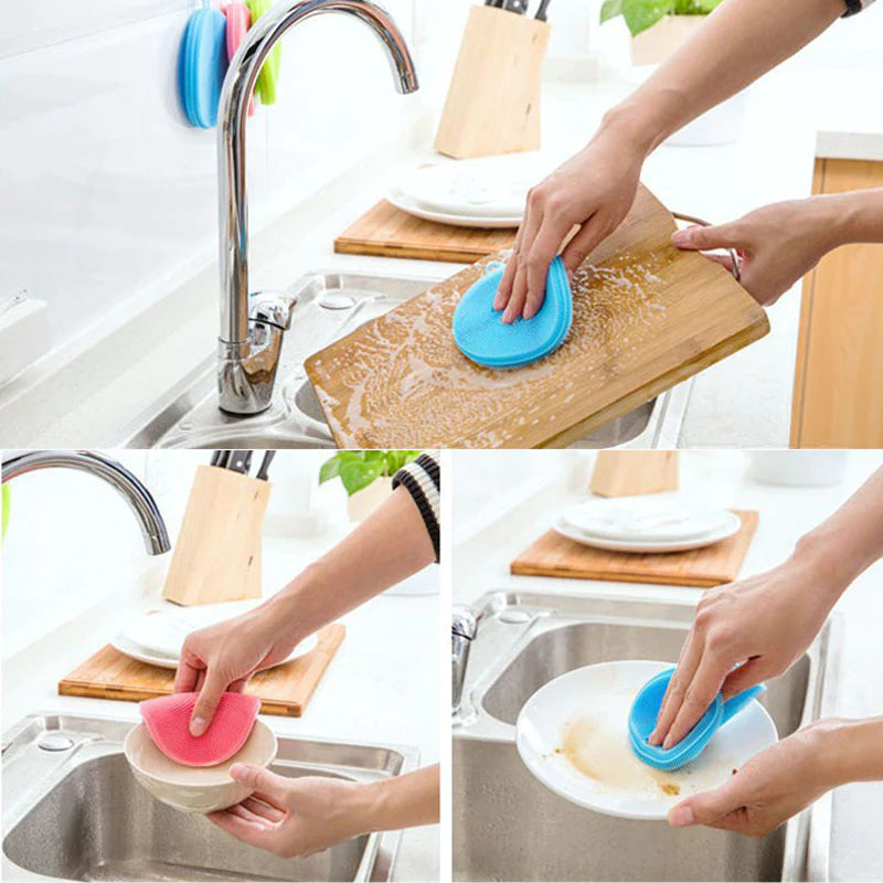 2 Pcs Silicone Sponge Dish Washing