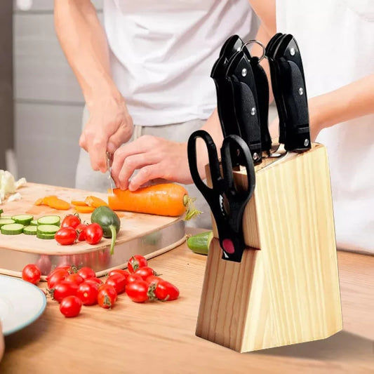 7 Pcs Knife Set With Wooden Stand