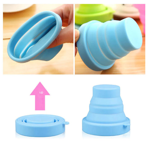 Reusable Silicone travel portable folding coffee water glass