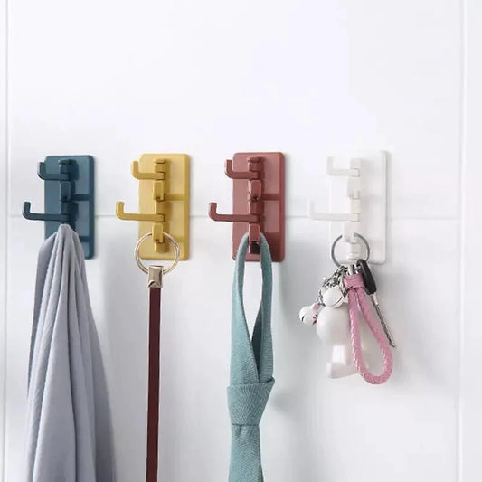 360 Rotary Self Adhesive 4 Wall Hooks