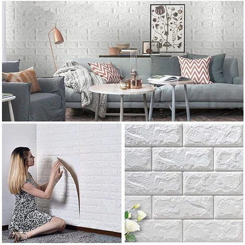 Pack Of 4 3D Foam Brick Wall Sheets