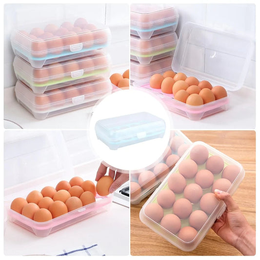 15 Grids Portable Egg Storage Box Egg Fresh Box Refrigerator Tray Container Double Layer Egg Crisper