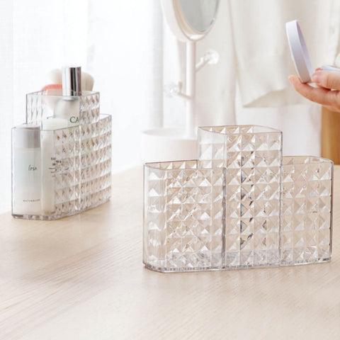 Acrylic 3 Compartment Makeup Accessories Organizer